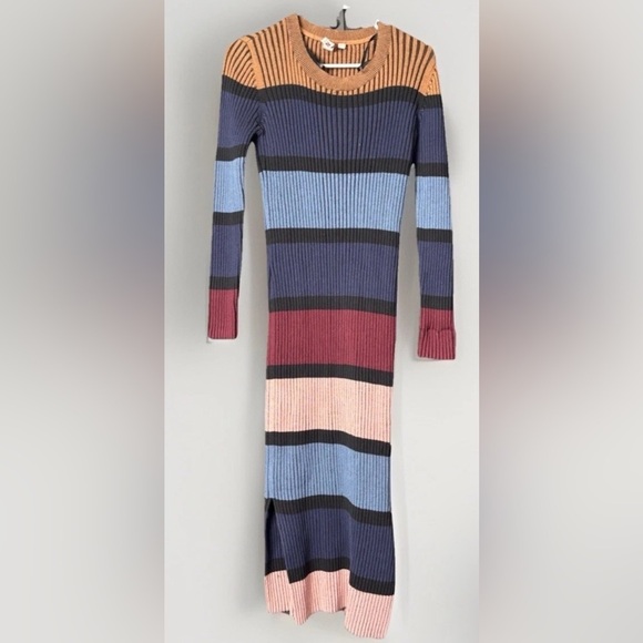 dolan Dresses & Skirts - DOLAN Anthropologie $160 Sweater Dress Ribbed Striped Midi Bodycon Size M